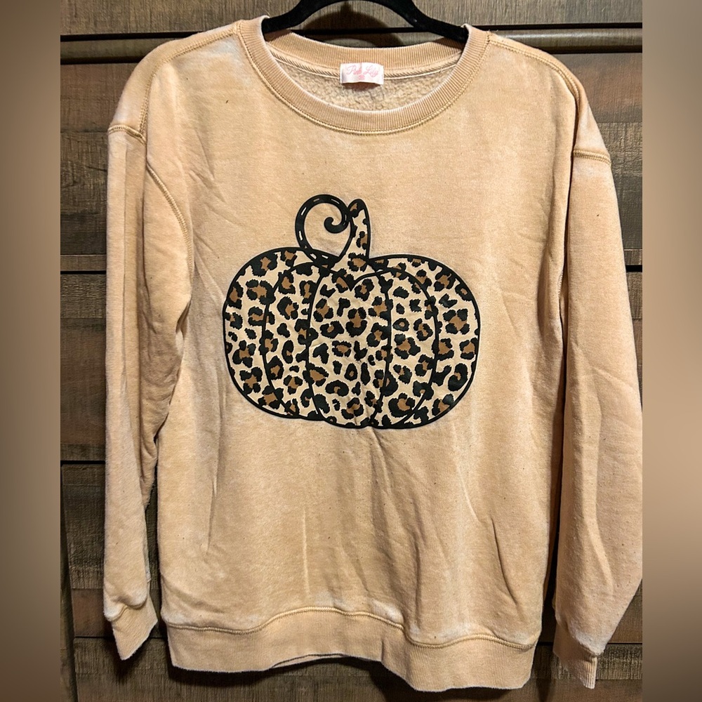 Pink Lily Fall Pumpkin Crew Neck